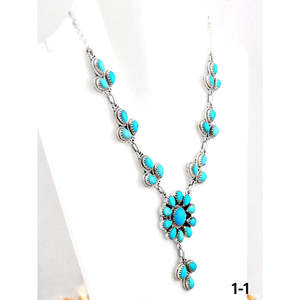 Collier en turquoise de Kingman du sud-ouest et argent sterling en forme de fleur pour les occasions de cadeaux - Product Image 3