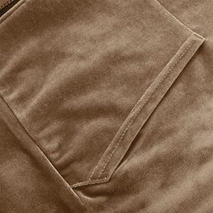 Best Selling Warm Winter Women's <b>Velvet</b> Hoodies Light Brown Color Long Sleeve Zipper Up Outdoor Soft <b>Velvet</b> <b>Hoodie</b> - Product Image 5