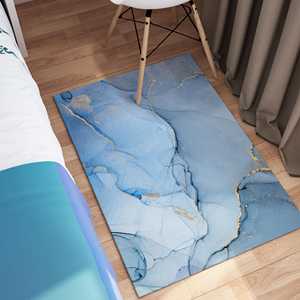 Alfombras de Mármol en Tonos Azules, Alfombras Brillantes, Alfombra Estampada, Alfombra de Terciopelo de Lujo - Product Image 2