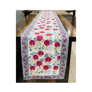 Textured Beauty For <b>Tables</b> 100% Cotton Embroidered Roses Red <b>Table</b> <b>Runner</b> 180 GSM 80 Inch Jacquard India Private Label DHL - Product Image 3