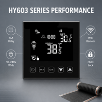 Termostato Eléctrico para Calefacción por Suelo Radiante HY603WE 16A, Control Remoto por Aplicación Tuya Smart, Bloqueo Infantil y Anticongelamiento, Suministro Directo de Fábrica