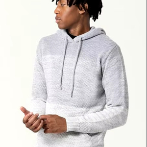 Pulls à capuche en tricot 3D respirants pour hommes, automne-hiver 2024, manches longues, couleur unie, pull-over tendance, tricot chaud décontracté - Product Image 3