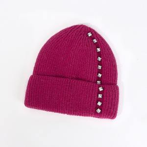 Venta al por mayor grueso acanalado bordado Beanie Custom Knitting Caps Logo Hats Cuffed Acrylic Beanie - Product Image 4