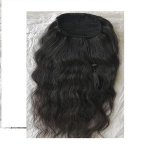 Remy 100% humano 20 "pulgadas Cola de Caballo Natural ondulado visón brasileño virgen indio templo cutícula alineada ventas al por mayor cabello humano virgen - Product Image 1