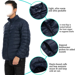 High Quality Unisex Outdoor <b>Puffer</b> <b>Jacket</b> with Long Sleeves Hood <b>Light</b> Knitted Fabric Waterproof Zip Reasonable Price For Winter - Product Image 5