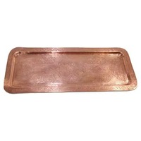 Grande assiette de service en cuivre pur, plateau martelé, artisanat métallique moderne, résistant à la chaleur, léger, pour mariage et Diwali