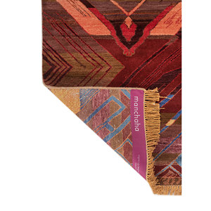 Tapis Manchaha bleu noué à la main en laine et soie de bambou, grand format, style classique, motif abstrait pour la maison, le salon, le couloir - Les-2799 - Product Image 5