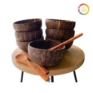 Bol en coque de noix de coco, vaisselle artisanale, aspect rustique, matériau durable, adapté au service de la nourriture et à l'exportation en gros - Product Image 3