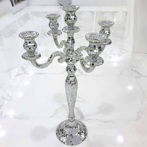 Diseño atractivo Metal Aluminio 5 brazos Candelabro Plata Acabado Portavelas Tamaño personalizado Boda Mesa Decorar y Hogar - Product Image 6