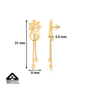 Boucles d'oreilles pendantes plaquées or 18 carats pour femmes avec émeraude et perle, bijoux de mariage et de fête - Product Image 5