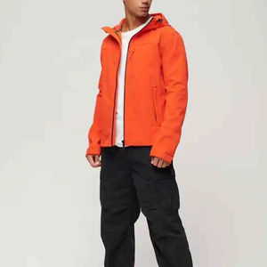 Custom Logo <b>Men</b> Custom Design Soft Shell <b>Jacket</b> High Quality Lightweight Waterproof for Outdoor Use Hooded Collar & Solid Color - Product Image 3