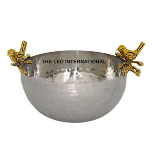 Bol décoratif à texture martelée polie à l'intérieur, acier, métal à l'extérieur, couleur noire, maison, hôtel, style fantaisie - Product Image 6