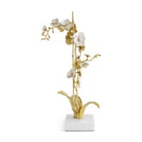 Orchidée Tige Sculpteur Or Pièce Décorative Élégante Parfait Pour La Décoration De Table À La Maison Ajoute Une Touche De Luxe Et Élégante De l'Inde