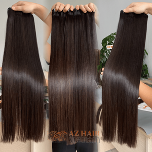 Extensiones de cabello vietnamita recto de hueso de alta calidad al por mayor HD encaje crudo doble trama negro paquetes de cabello humano - Product Image 2
