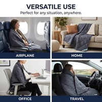 Couverture d'avion matelassée durable en polyester recyclé RPET, couverture de voyage durable pour l'avion, vente en gros