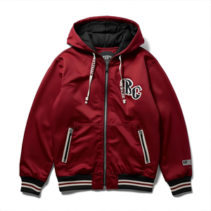 Chaqueta universitaria con capucha y cremallera Diseño personalizado Prendas de abrigo de lana de algodón con bordado y opciones de etiqueta privada - Product Image 5