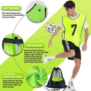 Paquete de 12 Chaleco de entrenamiento de scrimmage, ropa de fútbol juvenil para adultos, camisetas de pinnies y Baberos de práctica numerados para jugadores de fútbol - Product Image 3