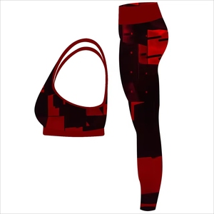 Conjunto de Yoga para Mujer, Diseño Sólido de 2 Piezas, Ropa Deportiva con Diseño Personalizado, Leggings y Top Deportivo de Talla Grande, Falda-Pantalón Roja - Product Image 3