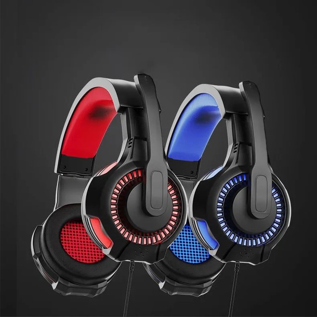 Foldable Wired Gaming Headset with LED Lights and Built in Microphone for PC Laptop Console Use
