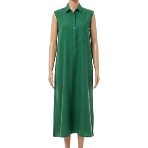 Robe décontractée sans manches en tissu peigné uni, tissu peigné doux, léger, confortable, vêtements d'été, usage quotidien, robe décontractée, mode, femme - Product Image 1