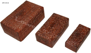 Joyero de madera hecho a mano con acabado pulido tallado floral utilizando técnicas tradicionales para almacenar pequeños tesoros - Product Image 6