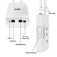 Antena SMA KuWFi, Punto de Acceso Inalámbrico para 100 Usuarios, 1200mbps, Punto de Acceso Wifi para Exteriores con Alcance de 100m, Punto de Acceso Wifi Poe