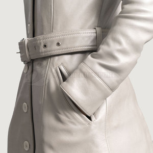 Abrigo de Cuero Casual de Moda de Invierno 2024 para Mujer, Superventas, Largo, con Cuello Alto, Transpirable, Personalizable para Relleno de Punto - Product Image 6