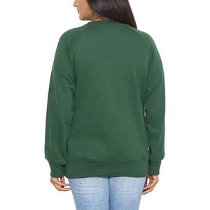 Sweat-shirt à manches longues pour femmes, 100% coton, décontracté, personnalisé, logo en relief imprimé, broderie, couleur verte - Product Image 2