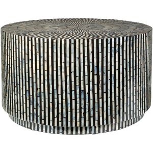 Table d'appoint Antique en incrustation d'os unique Incrustation blanche Table basse centrale ronde géométrique Meubles de table d'appoint pour décoration intérieure - Product Image 2