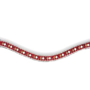 Dernière conception faite à la main en cuir marron noir cheval sourcil bande 5 rangées de cristaux rouges et blancs Diamante chaîne bride sourcil bande - Product Image 4