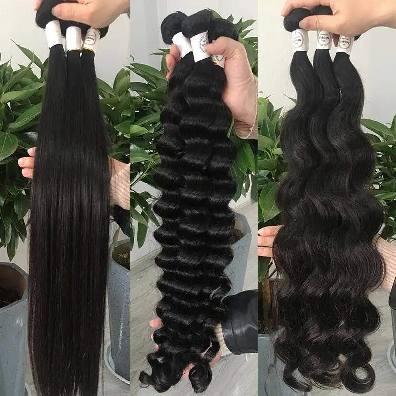 Бесплатный образец 10 А 40-дюймовые вьетнамские необработанные волосы, перуанский пучок человеческих волос, двойной вытянутый человеческий волос