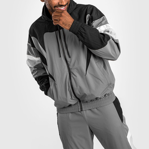 Conjunto de Chaqueta y Pantalones con Cremallera para Hombre, Estilo 2026, Color Gris, 100% Algodón, Traje Deportivo Otoñal, Logotipo Personalizado Impreso, Cortavientos Ligero - Product Image 5