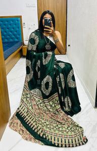 Attrayant Gaji Silk avec Ajrakh Print Saree Fabricant et fournisseur de Surat au prix de gros - Product Image 4