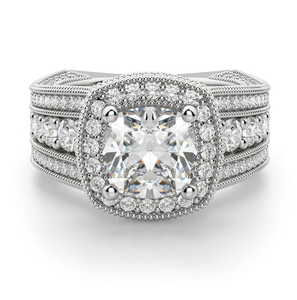 Anillo de compromiso de moissanita vintage con corte de cojín Anillo de Bodas de diamante de moissanita de plata esterlina para exportar desde India - Product Image 1