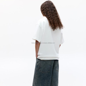 T-shirts anti-boulochage à col rond pour hommes T-shirt lourd à manches régulières T-shirt de luxe en coton épais vierge Streetwear T-shirt homme - Product Image 2