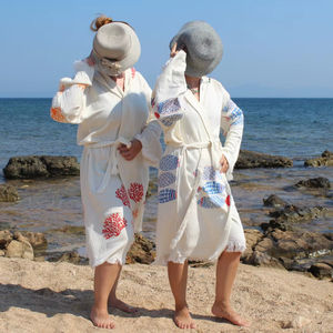 Albornoz con capucha de muselina de algodón suave con estampado colorido, toalla de playa de secado rápido para mujeres, hombres, niños, Spa, baño, hogar, Hotel - Product Image 1