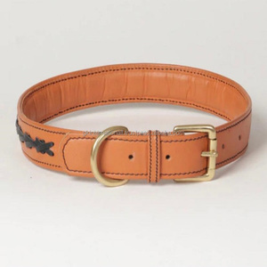 ปลอกคอสุนัขหนังสีน้ำตาลหรูหรา,ปลอกคอสุนัขสีดำนาปาดีไซน์แบบถักระหว่างปลอกคอสุนัขหนังแฮนด์เมดแบบกำหนดเอง - Product Image 5