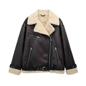 Chaqueta a cuadros de franela con forro de lana de Invierno para mujer con botón, Chaqueta de manga larga con capucha, suéter para mujer, abrigo, Chaqueta estilo motocicleta - Product Image 2