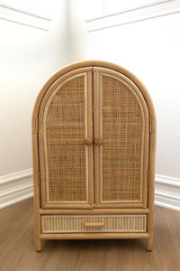 Armoire de poupée en rotin mignon Mini armoire en osier porte arquée armoire de rangement jouet fait main meubles pour chambre d'enfants semblant jouer cadeau - Product Image 5