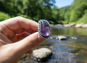 Bague en argent sterling plaqué argent avec pierre précieuse améthyste, bijoux élégants faits à la main pour les amateurs de mode - Product Image 3
