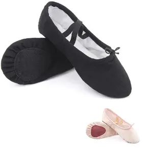 Zapatillas de Ballet de cuero para niña, zapatos de gimnasia de baile rosa/zapatos de ballet planos de suela dividida/zapatos de ballet de cuero de nuevo diseño al por mayor