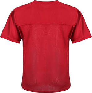 Maillot de football vierge, maillot de football rouge uni avec col en V, panneau frontal en mesh, manches et épaules lisses, léger - Product Image 2