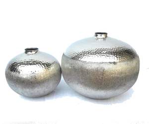 Modern Silver Aluminum Flower Vase Set of 2 Home Hotel Plant Vase Pot <b>Wedding</b> Decorative Metal Flower Vase with Modern Design - Product Image 2