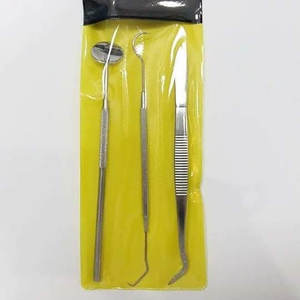 Kit de diagnostic dentaire en acier inoxydable de qualité supérieure 3 pièces ensemble d'outils d'examen d'hygiène des soins bucco-dentaires grattoir à dents bouche miroir ergonomique - Product Image 1