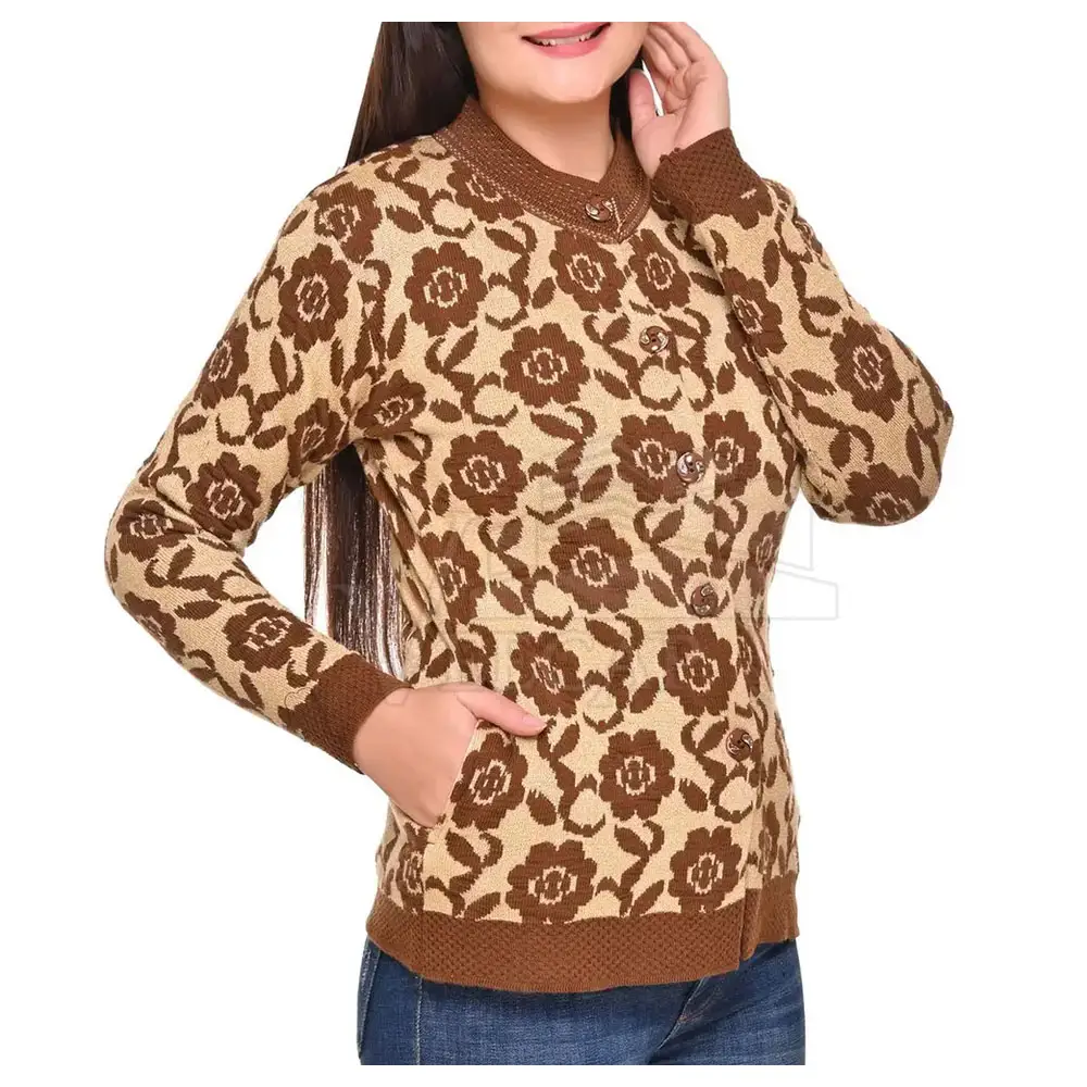 OEM Winter Warm Knitted Women Sweaters Solid Color Custom Fashion Autumn and Winter Cardigan Knitted Sweater