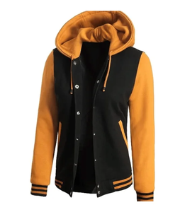 Veste universitaire de haute qualité pour femmes personnalisée en gros noir doré à capuche doublure en coton uni blouson aviateur pour l'extérieur - Product Image 2