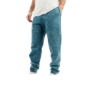 OEM Fabricación personalizada 100% Algodón Lavado con ácido Streetwear Vintage Pantalones de chándal Pantalones de lona - Product Image 1