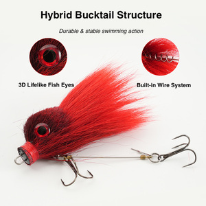 Leurre de surface mini en poils de cerf 9cm 16g pour la pêche au bar, style Miuras Bucktail Swimbait, leurre flottant pour brochet et musky - Product Image 3