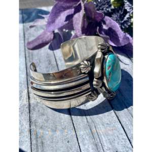 Vintage Jimmy Secatero Kingman Turquoise & Sterling Silver Cuff Bracelet Fashionable Accessory - Product Image 3