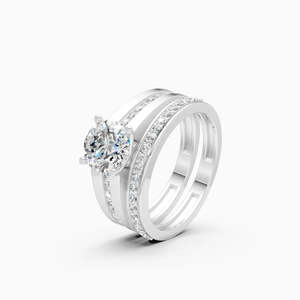 Anillo Ajustable de Doble Tono con Diamante Solitario Redondo Cultivado en Laboratorio, Ecológico, de 1.7 Ct en Oro Amarillo, Blanco y Rosa de 9K - Product Image 1